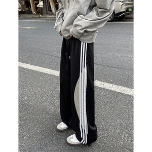 8XL-M 加绒加厚条纹工装裤束脚休闲阔腿美式运动裤男K9116P58控78图片