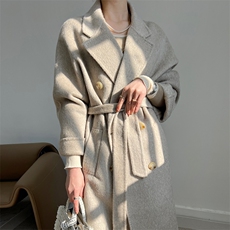 巨保暖~加厚款正品骆驼绒双面羊绒大衣女中长款高端粉色毛呢外套，女装双面呢大衣，蒙绒特