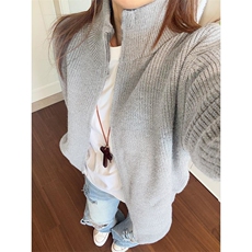 重磅秋冬北极绒双拉链毛衣开衫美式复古休闲慵懒风宽松针织衫外套，男装针织衫/毛衣，电商A486