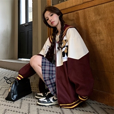 宽松拼接学院风少女减龄外套女可爱海军领棒球服潮C373-90，女装短外套，星座911-2(原星座613-2）