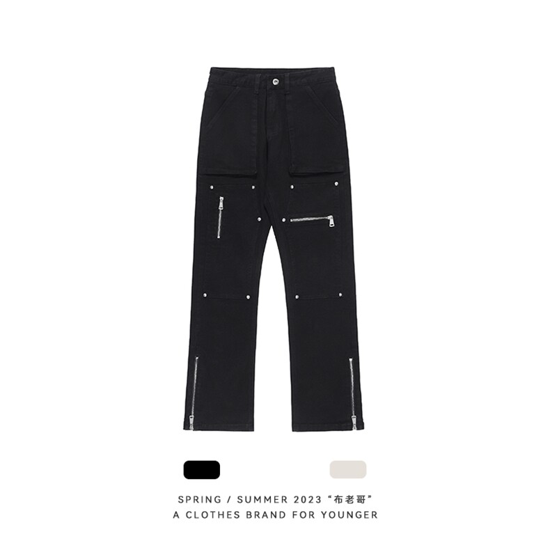 2025春夏新款工装裤伐木裤口袋拉链机能裤牛仔裤1611B-K01-P65,男装牛仔裤,星座1611B