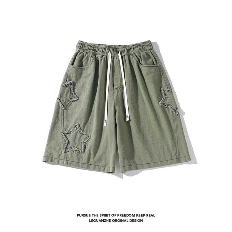 2023 夏季新款 白底大码美式复古水洗vibe短裤M-5X HK23172-P45图片