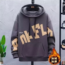 1506A/GY160/P37冬季新款上衣加绒加厚保暖连帽卫衣套头宽松，男装棉衣，星座1506A