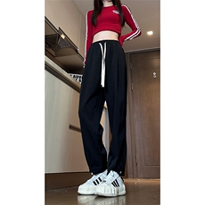 现货夏季冰丝薄款垂感搭扣休闲裤女宽松束脚裤男K706-P45控68，男装休闲裤，星座205
