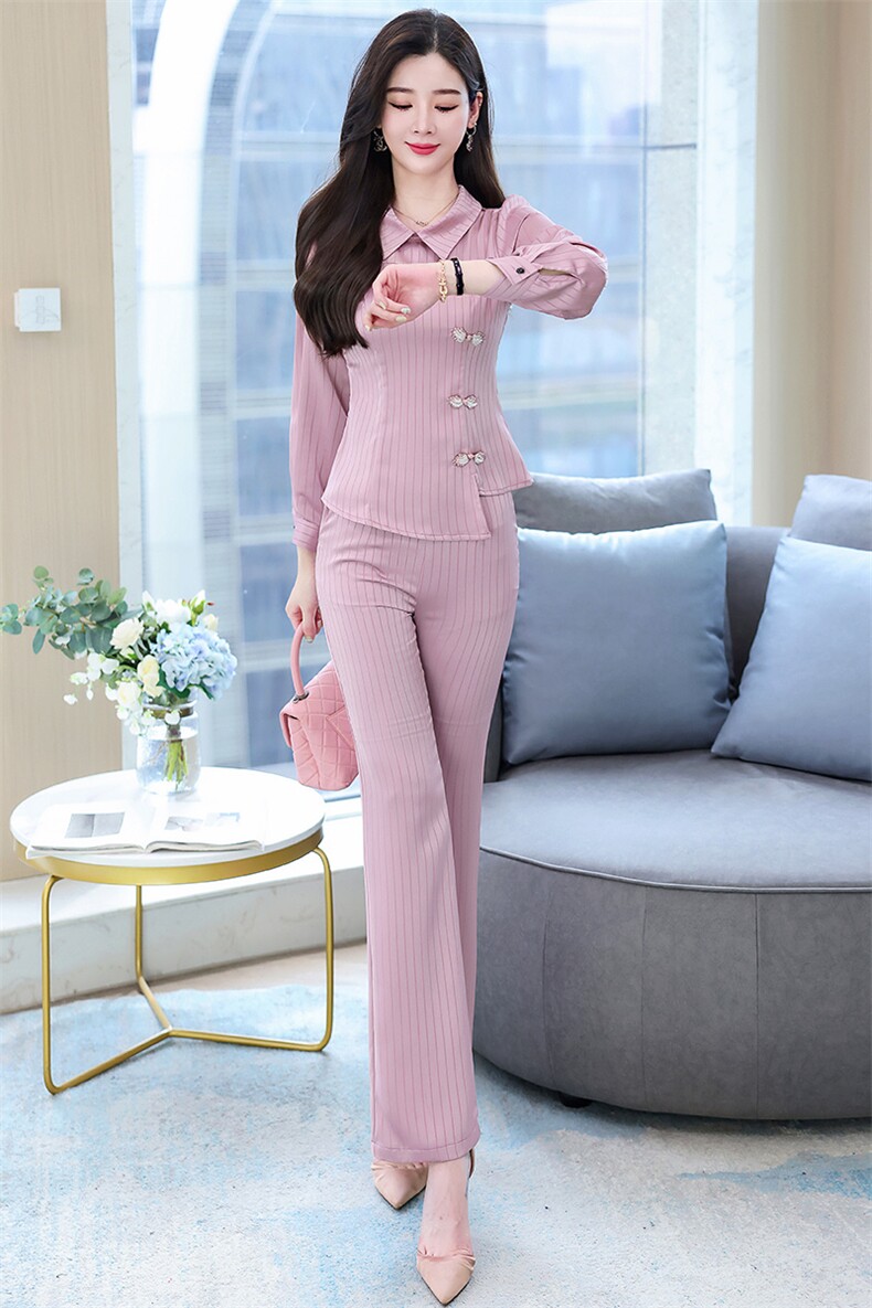 两件套2023春装秋装新款套装显瘦女神范时尚气质阔腿裤,女装职业装,米雪儿