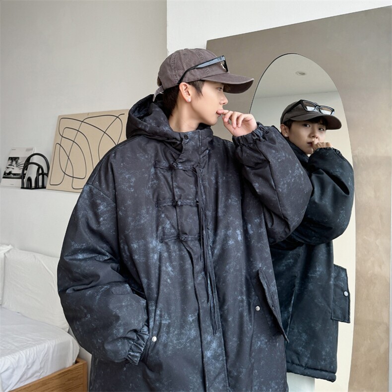 港风加绒加厚新中式棉衣棉服连帽盘扣面包服棉袄外套【G1616-P95,男装棉衣,星座207