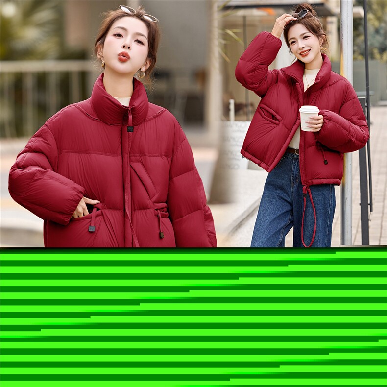 2025冬装新款简约时尚休闲立领羽绒服,女装羽绒服,美沁