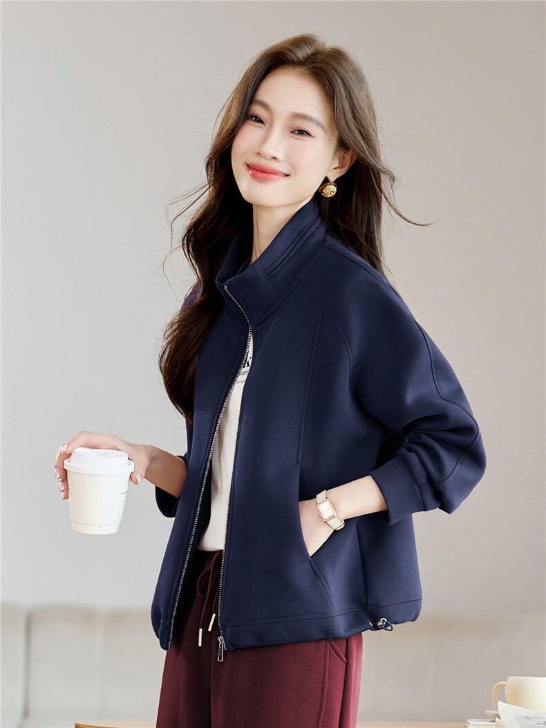 长期有货休闲百搭立领卫衣开衫短外套女2026春秋新款妈妈夹克上衣,女装卫衣/绒衫,璐依舞