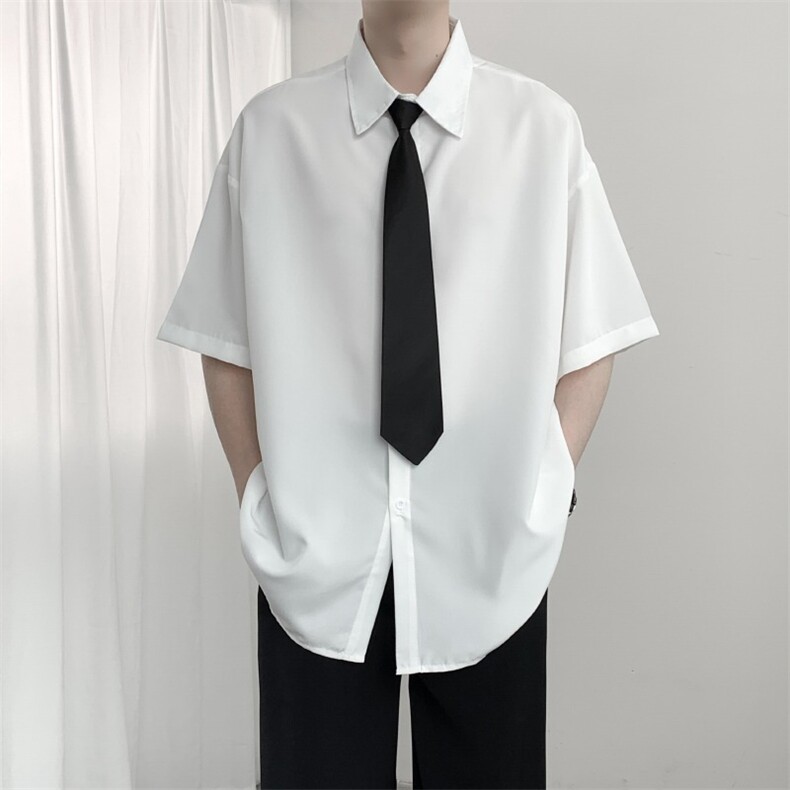 夏季短袖衬衫日系班服宽松衬衣图片
