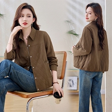 菱格宽松短款外套女2025新款春秋时尚洋气四八月妈妈休闲夹克上衣，女装短外套，妃曼