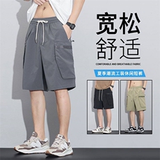 短裤男卡其色裤子新款夏季工装运动裤薄款美式男生五分裤工装D81，男装牛仔裤，星座224-1