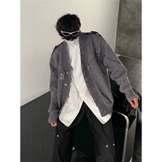 破坏设计感小众解构型V领针织开衫重工拉链金属外套-ZT315-网络图，女装短外套，星座1002-2