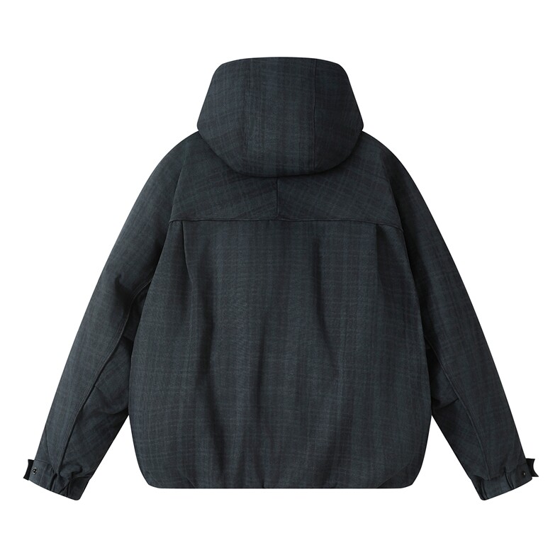 2025新款连帽羽绒服PCLP格纹潮牌设计感百搭冬季休闲宽松外套,男装羽绒服,电商A234