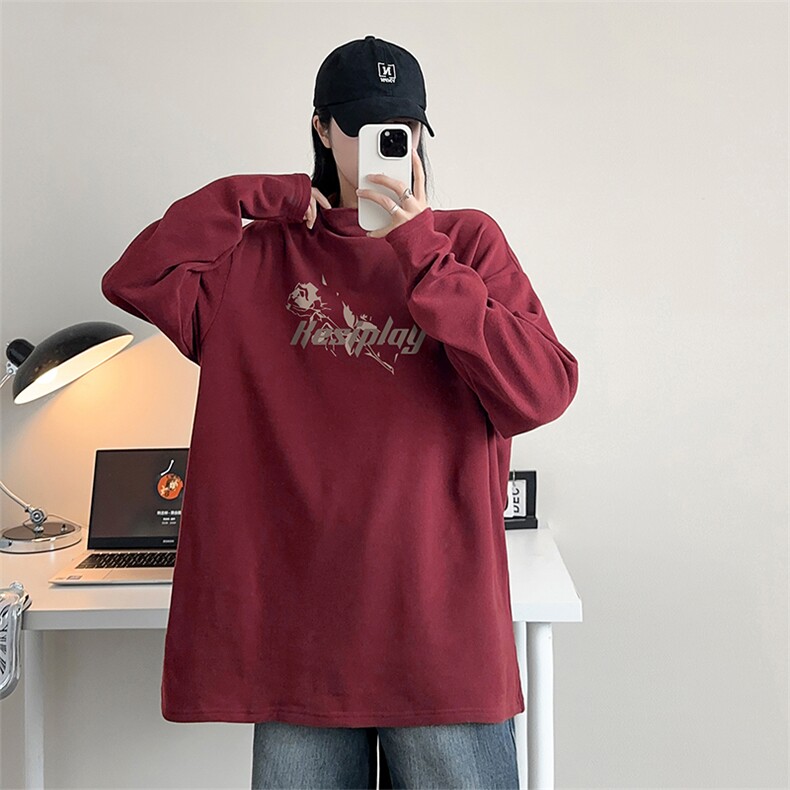 DT5309-TP25控价38冬季新款港风宽松潮流卫衣半高领德绒上衣,男装卫衣,电商A102-1