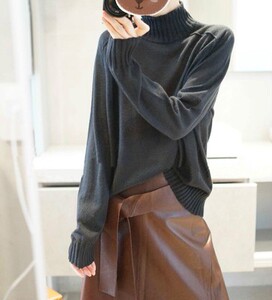 休闲/淑女2024年秋季常规款通勤套头单件长袖高领马鞍肩毛衣图片