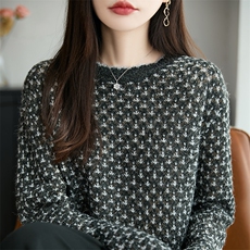 2025年秋季常规款通勤套头单件时尚百搭通勤休闲针织衫，女装针织衫/毛衣，暖圣羊羊绒