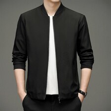 外套男2023年春季新款夹克中年男士纯色宽松立领上衣男装休闲春装