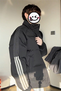 特批P65无差价冬季三条杠拼色立领棉衣男女大码宽松保暖棉服M2912图片