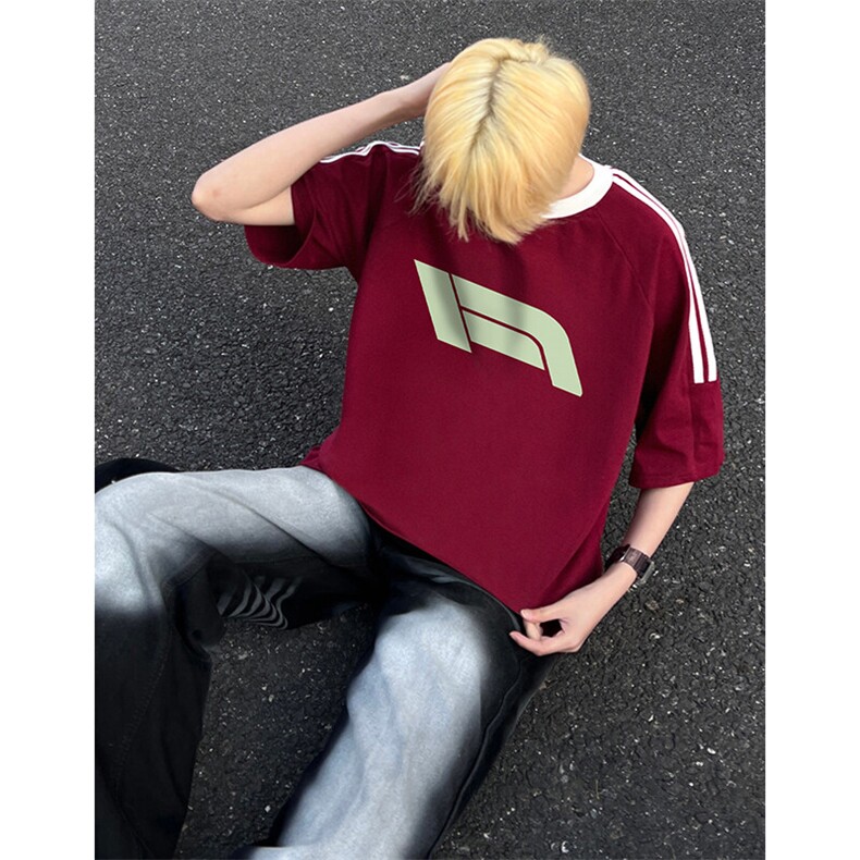夏季美式高街重磅纯棉三条杠织带撞色男女短袖T恤ZD632-特P30,男装T恤,电商A486-1