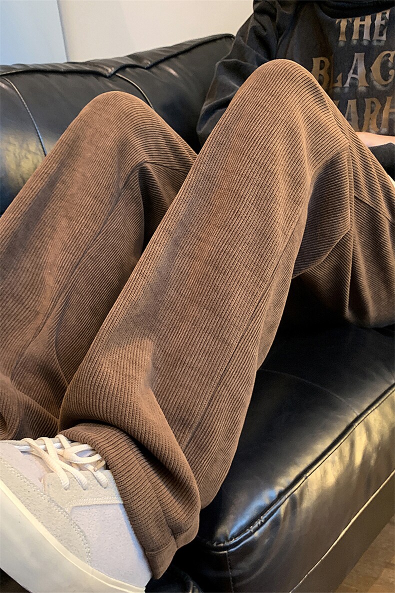 QD3104-TP35控价48秋季新款灯芯绒定标直筒长裤宽松百搭休闲裤男,男装休闲裤,电商A102-1