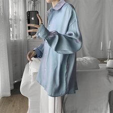 518-CS2001秋季长袖衬衫男亮面韩版潮流百搭港风宽松衬衣，男装衬衫，星座507