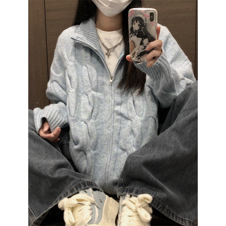 【有货】M6528CC-特P75复古麻花针织开衫男女拉链毛衣立领外套,男装针织衫/毛衣,星座1007（原301D）