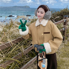 【】新标90绒羊羔毛拼接短款派克羽绒服2C227/3328/P275K398，女装羽绒服，2C227