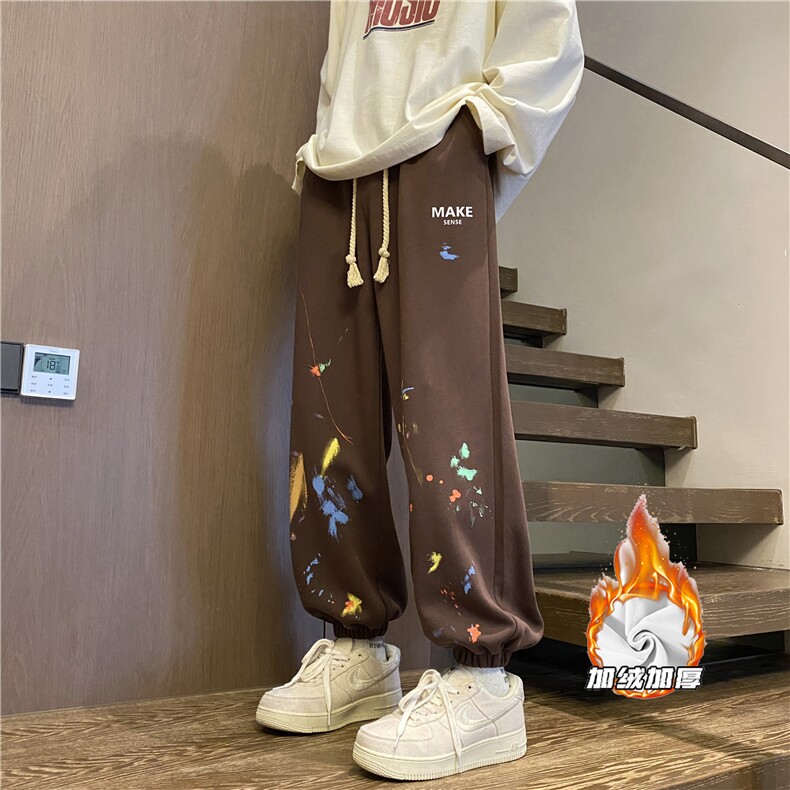 港风冬季加绒彩色泼墨华棉宽松束脚休闲裤B315-K23431JR-P65控88,男装卫衣,电商B315