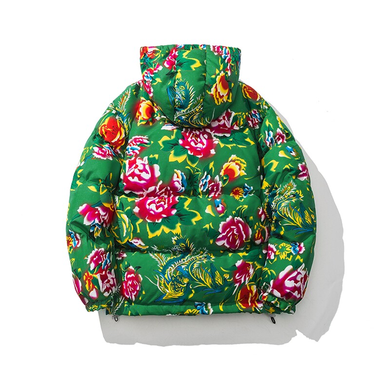 连帽东北大花棉衣外套风汉服宽松棉服棉袄保暖A1P-85,男装棉衣,电商A128