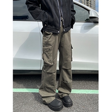 K859-P60美式复古vibe裤子高街工装裤直筒宽松cleanfit伐木阔腿裤，男装休闲裤，电商B327