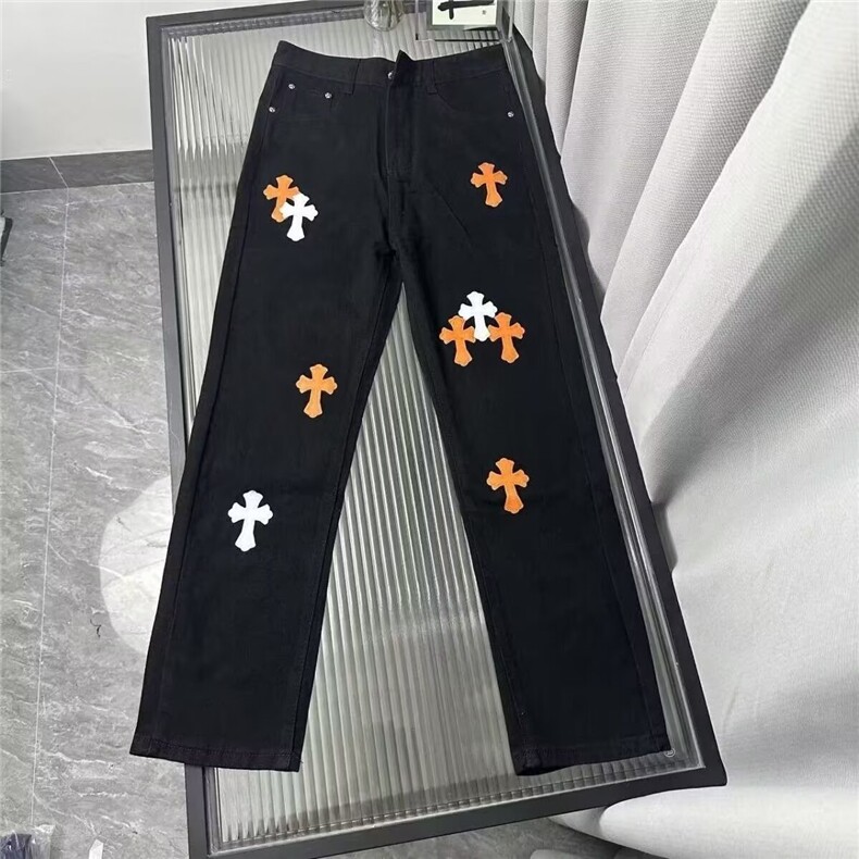 美式街头风设计感刺绣牛仔裤女新款高腰休闲宽松直筒裤Z6045P44,男装牛仔裤,星座1112-1