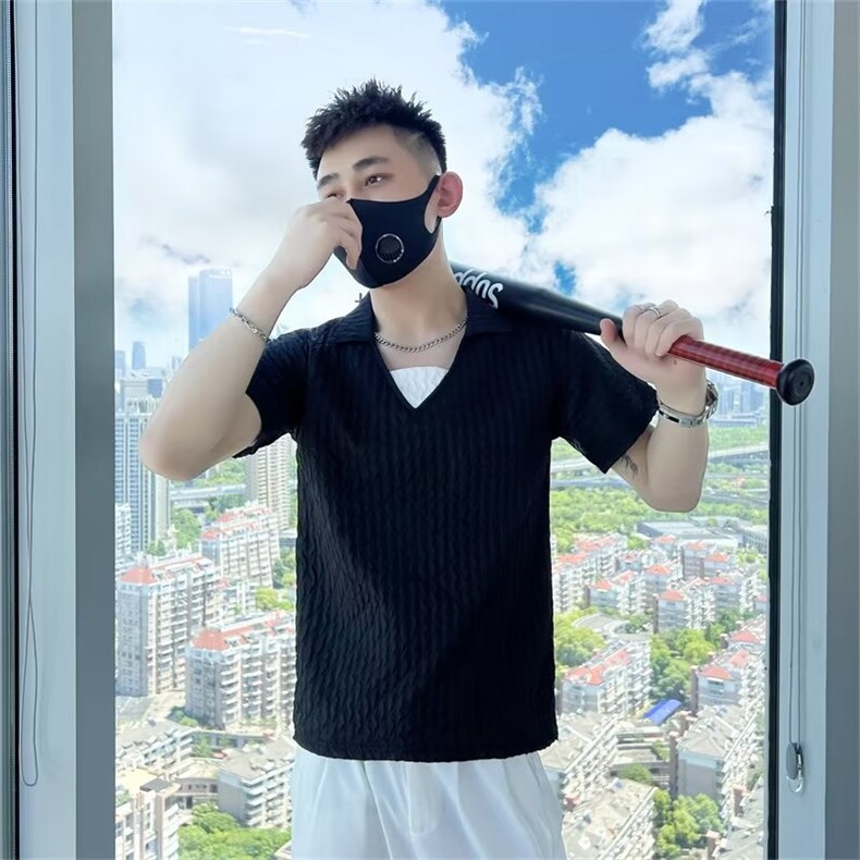 刺绣Polo衫男痞帅短袖翻领T恤2023男装圆领夏季薄款帅气衣服T223,男装T恤,星座1116A-2（原606A-1）