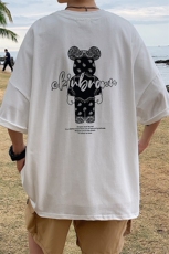 1港风小熊印花休闲情侣日系潮大码M-5XL短袖T恤男DT7736P25控38，男装T恤，星座226-2