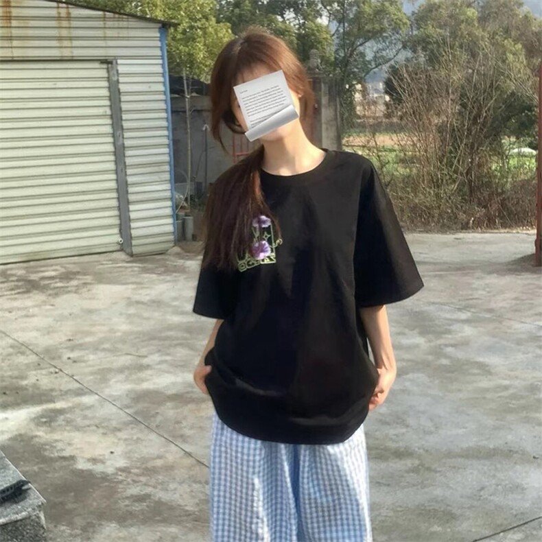 万针全刺绣工艺抖音得物高品质260克重磅纯棉双纱美式高街短袖T恤,男装T恤,电商A486