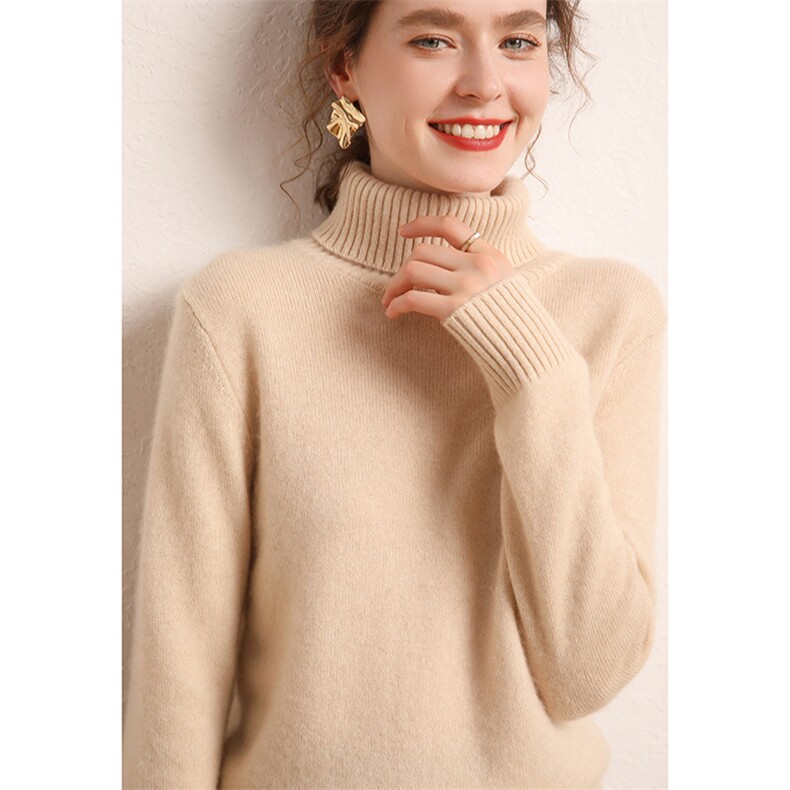 2024年秋冬季高领平面加厚云感35%羊绒衫，女装羊绒衫，绒创羊绒