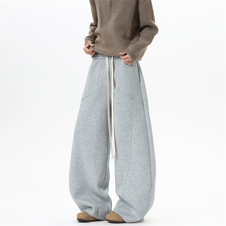 【现货】XZ1218BK9073特价P43100聚酯纤维美式复古感廓形卫裤，男装休闲裤，星座1218（原611-3）