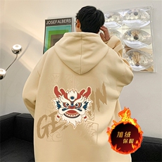 龙年卫衣冬季美式加绒加厚连帽卫衣外套DL1750常规特P35加绒特40，男装卫衣，电商A486