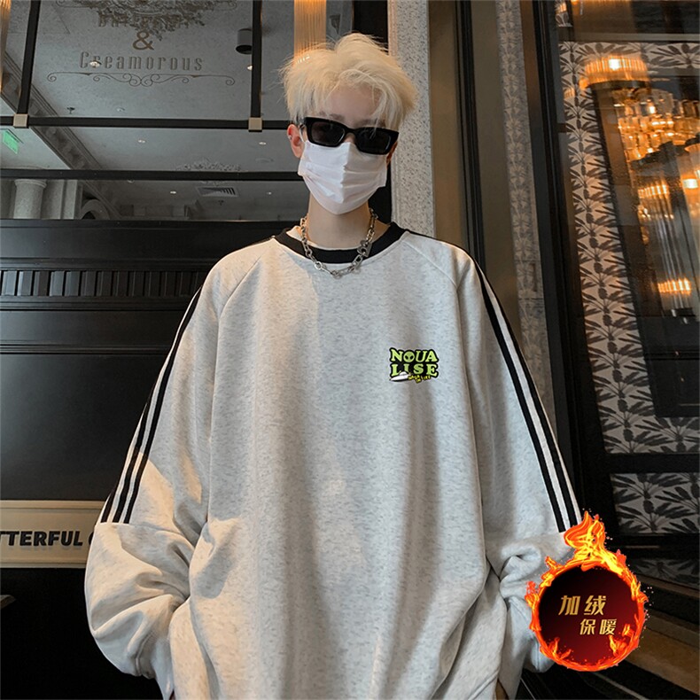 抖音得物供货提供视频秋冬重磅美式宽松织带圆领卫衣0341,男装卫衣,电商A486