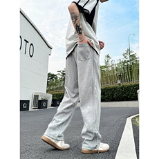 K10033-P35潮牌卫裤男2025新款百搭褶皱宽松直筒休闲长裤，男装休闲裤，电商A178