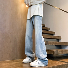 加长牛仔裤男高个子188cm110水洗复古渐变拼接裤子KZ014P63加绒73，男装牛仔裤，电商B312