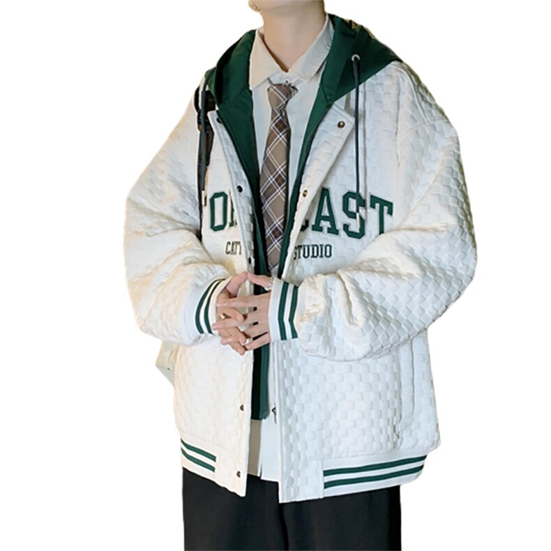 春季新款假两件连帽棒球服男休闲宽松bf风百搭外套JK0272-P95,男装夹克,星座308B-1