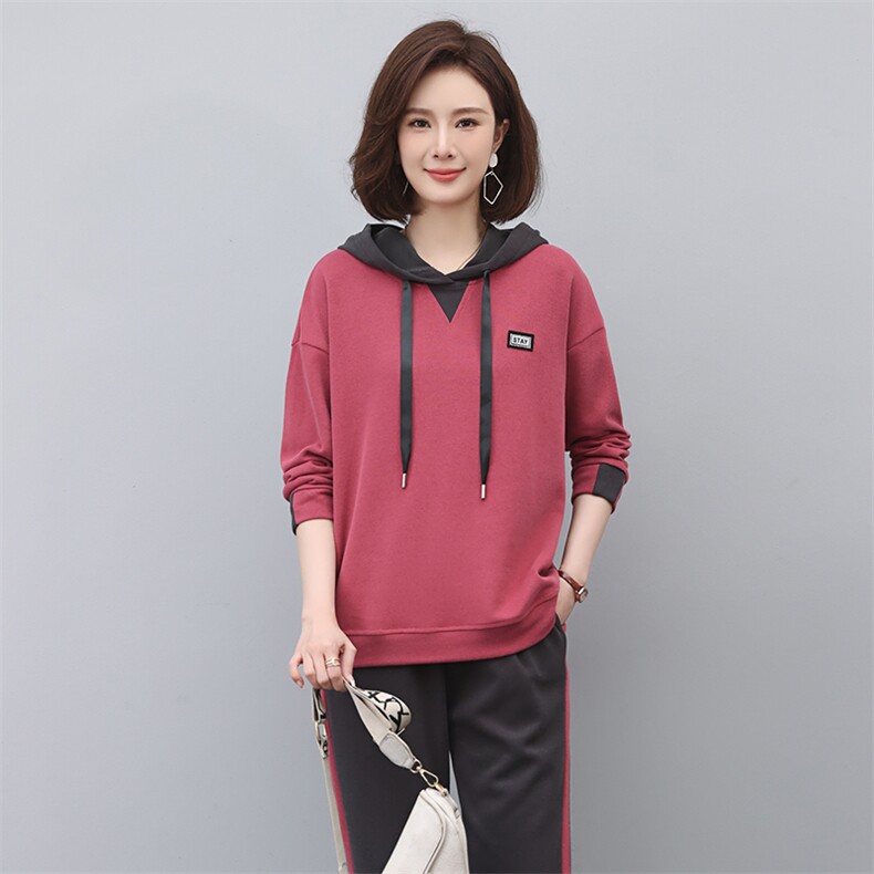 休闲运动服女士春秋2025春季新款妈妈春装时尚洋气卫衣，女装卫衣/绒衫，独衣靓