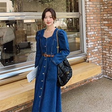 新品2026牛仔连衣裙配皮带2c116-2301-p145-k198，女装连衣裙，2C116
