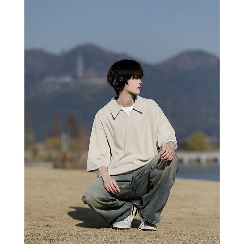 M-8XLv领冰丝短袖Polo衫特大码宽松凉感半袖翻领T恤衫DX1202/P30,男装T恤,电商B238
