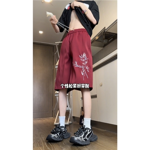 抖音品质夏季新中式潮刺绣宽松短裤五分裤B315-K24129-p35控48图片