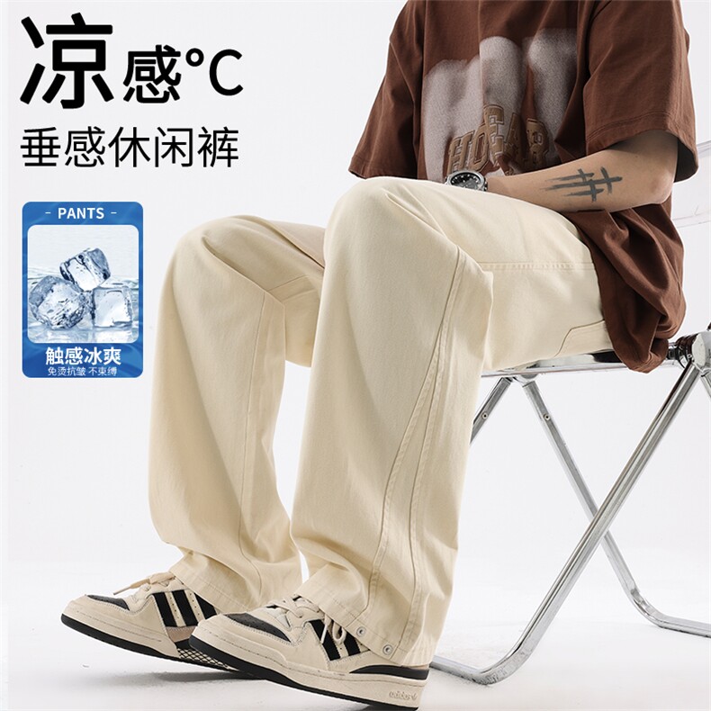 男款2025美式宽松纯色休闲裤潮流百搭简约时尚运动裤K2512-P52图片