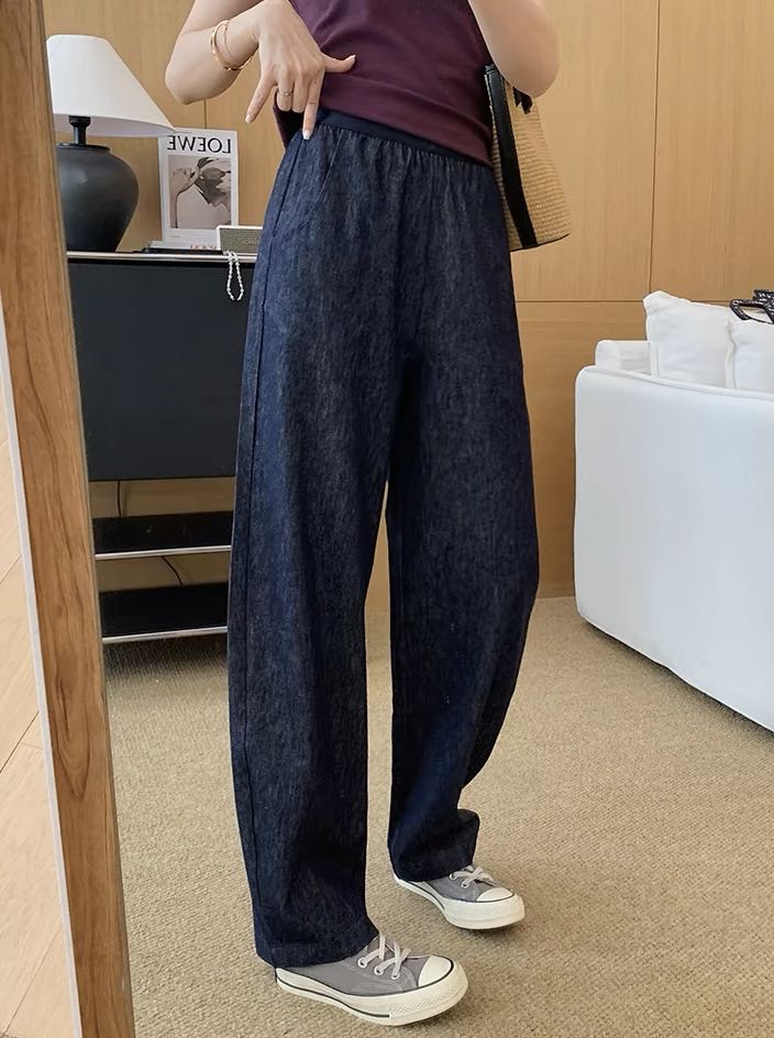 2025简单百搭天丝亚麻高奢月亮裤,女装连衣裙,湘姗
