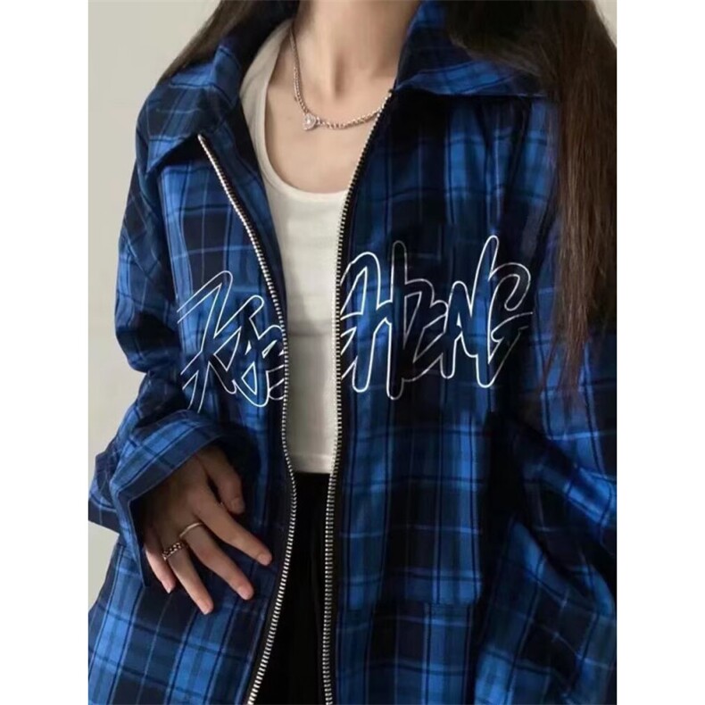 潮流简约无品牌新款核爆炸经典美式大码长袖格子衬衫时尚原宿,男装衬衫,星座1018A
