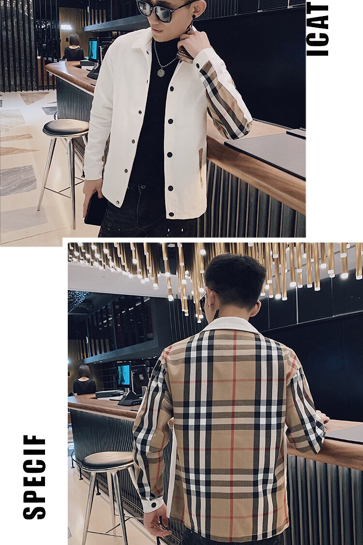 社会小伙春款潮流炸街拼色夹克翻领工装外套J2806-P118控155,男装夹克,星座308A