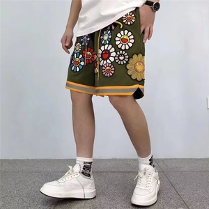 2025设计感小众刺绣金线太阳花短裤男夏季宽松休闲短分裤图片